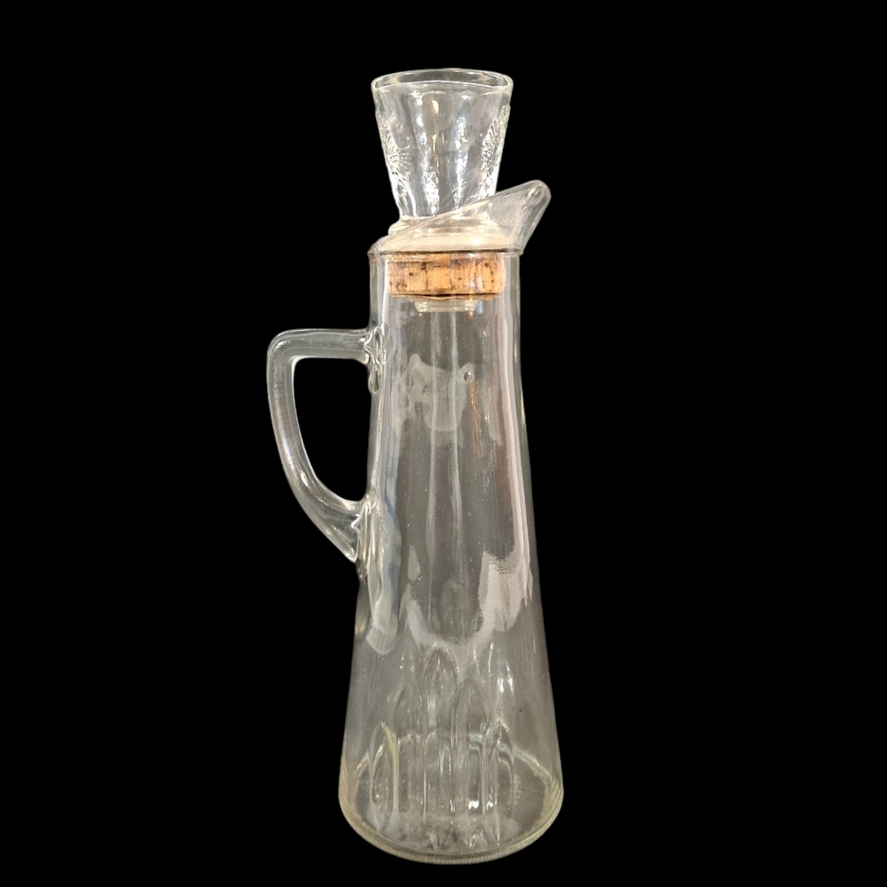 Vintage Owens Illinois Glass Liquor Bottle Decanter Handle With Stopper 12"